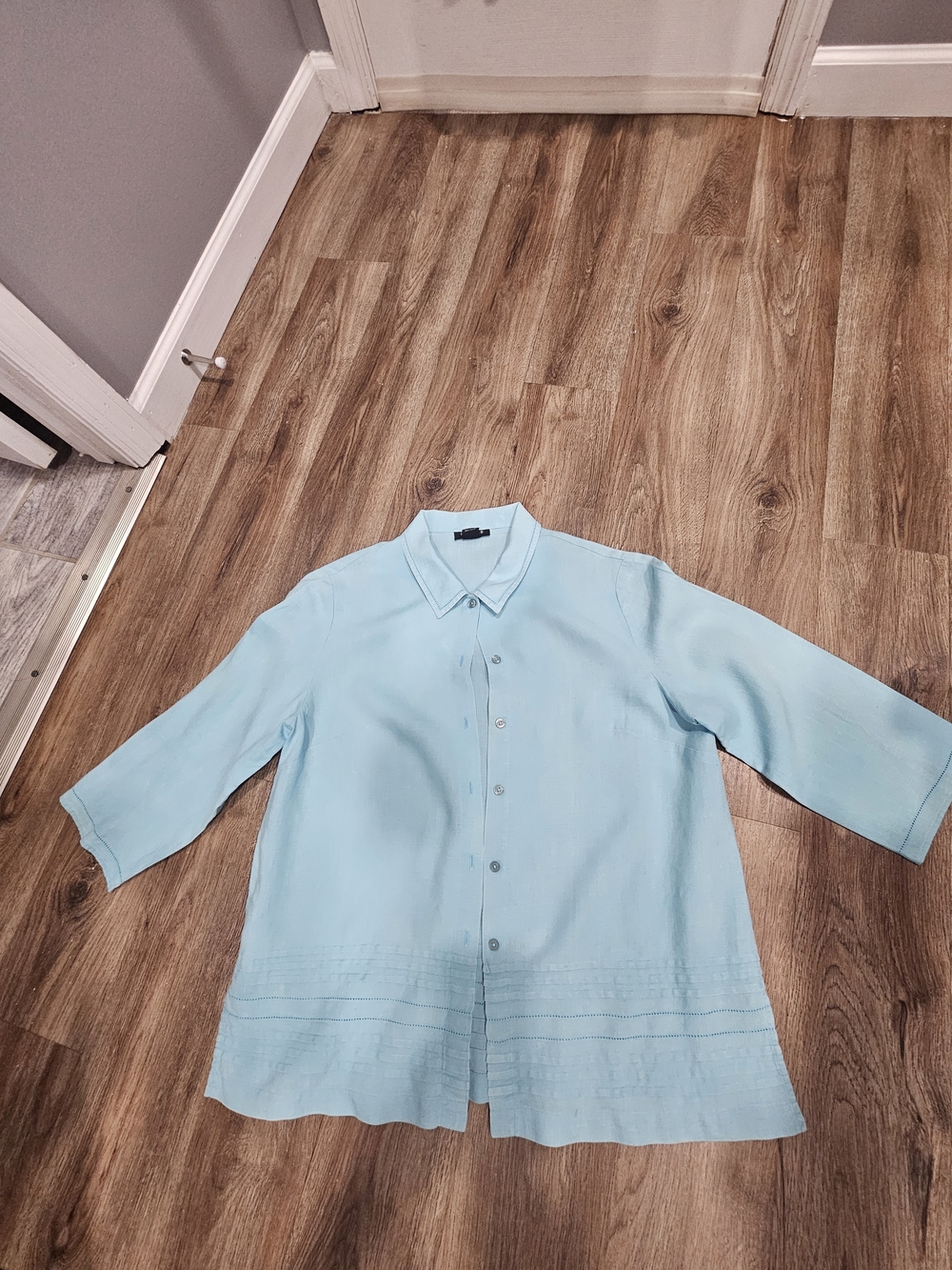 Light Blue Women's Button-Down Shirt - Relaxed Collared Top